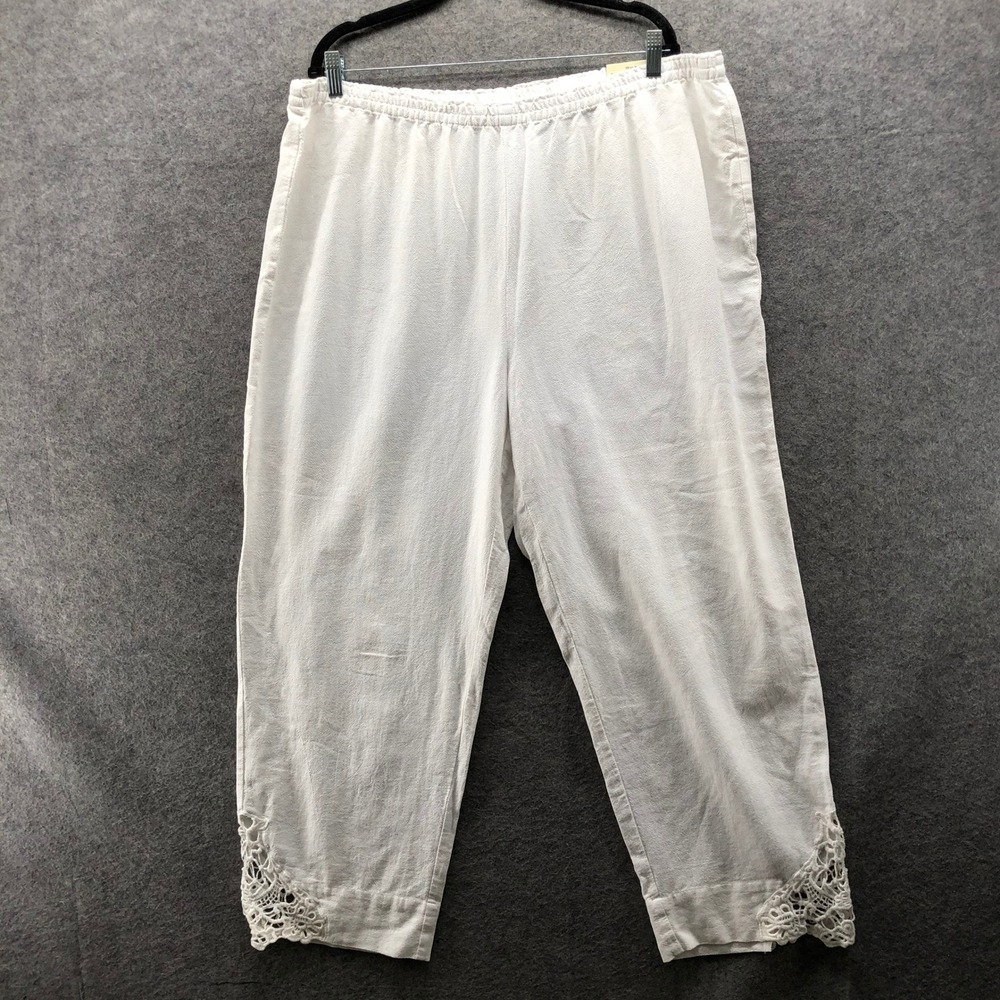 NWT‎ Soft Surroundings Straight Leg Full Length Pants Womens 2X White Pull On